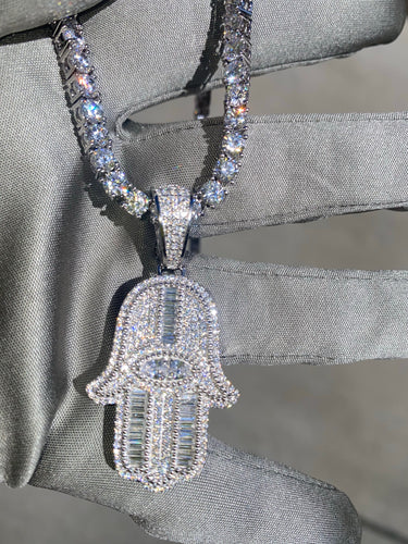 Hamsa & Tennis Necklace Combo